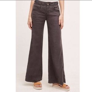 NWT HEI HEI ANTHROPOLOGIE Libby wide leg linen pants Size 0P-Carbon.